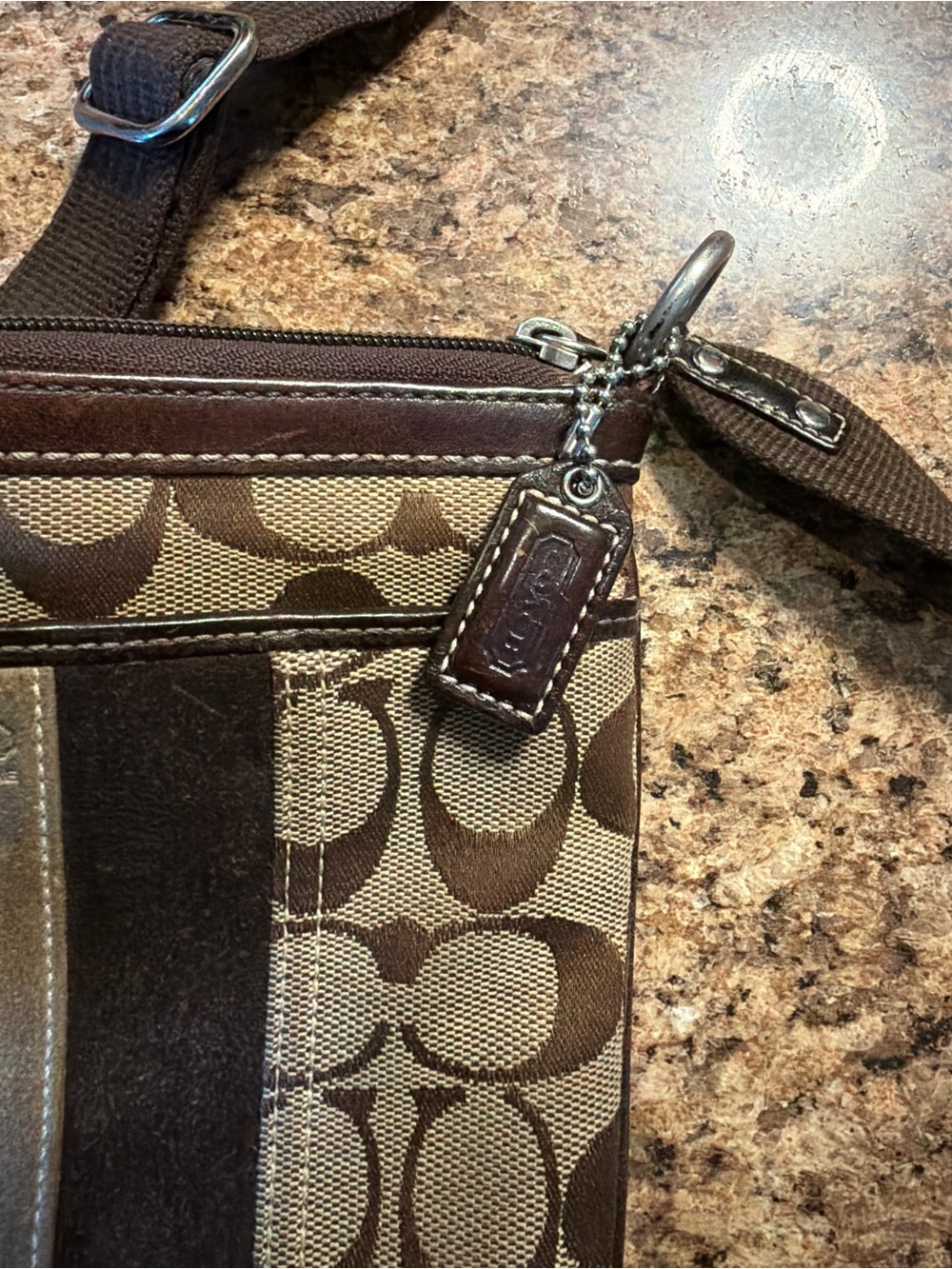 Authentic Coach Signature Canvas Crossbody Bag in Brown